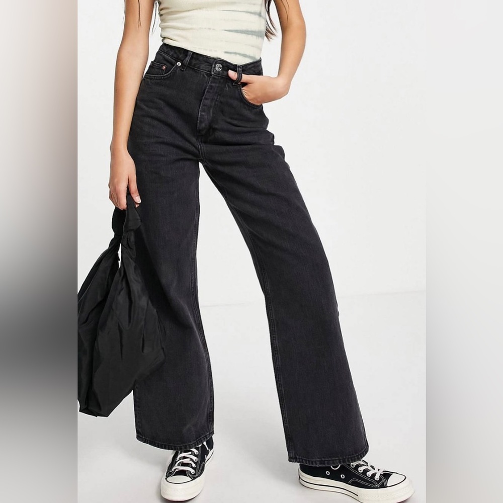 High Rise Wide Leg Black Jeans